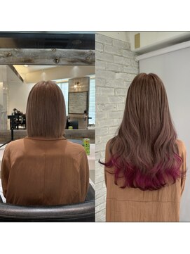 リゼル シブヤ(RISEL SHIBUYA) ボブからエクステ70本でロングデザインカラー!