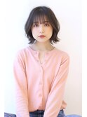 暗髪シアーカラーダークアッシュ外ハネボブ
