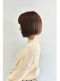 丸みミニボブ_毛先パーマことりベージュウォーターフォール