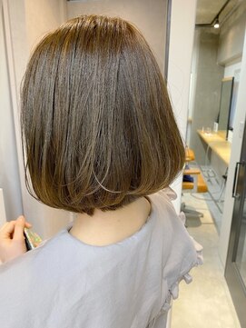 ヘアデザイン アネーロ(hair design anello) ボブ　ハイライト　オリーブグレージュ