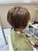 ミニボブ×ピンクベージュ