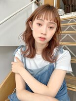 バイオレット 表参道店(Violet)&nbsp;小顔ウェーブミディ ぱっつん前髪 短め前髪