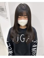 ハピネス 西大寺店(Happiness)&nbsp;レイヤーロング/顔周りレイヤー/ぱっつん前髪/地毛風カラー