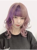 韓国風ウルフカット/レイヤーカット/インナーカラー/小顔効果