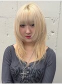 13921ブリーチ＆ダブルカラー韓国レイヤーホワイトブロンド