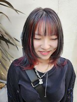 サーティーン(THIRTEEN)&nbsp;前髪も可愛い★インナーカラー&フェイスフレーミング♪赤×黒