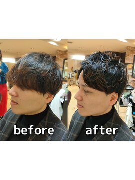 カズ 中津店(KAZU) 茨木市　軟毛　平巻き　無造作　大人　ケアパーマ