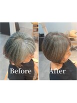 アットティー 金沢八景(at tee...)&nbsp;丸みショート/白髪ぼかしハイライト/40代/50代/60代/金沢八景