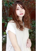 ラフィス ヘアーフラム 難波戎橋2号店(La fith hair flamme)&nbsp;【La fith】 オレンジベージュ×セミロングスタイル