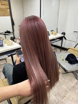 アジールヘア 所沢プロペ通り店(agir hair) ワンカール姫カットシアーカラーペールピンクケアブリーチ所沢