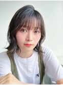 ベージュインナーカラーショートボブレイヤーミディアム前髪