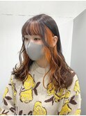 ブリーチインナーカラーオレンジカラー前髪カットトリートメント