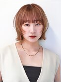 外ハネボブ顎ラインボブクラゲヘアー/オレンジべージュ谷