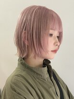 サンク 原宿 表参道(cinq)&nbsp;ショートボブ切りっぱなしボブミルクティーベージュタッセルボブ