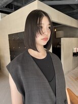ヘアー アイス ルーチェ(HAIR ICI LUCE)&nbsp;ボブヘア前下がりボブグレージュ艶カラー/中西