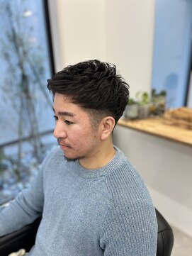 ヘアルームキムラ(HAIR ROOM KIMURA) アイロンパーマメンズツーブロックフェードショートアップバング