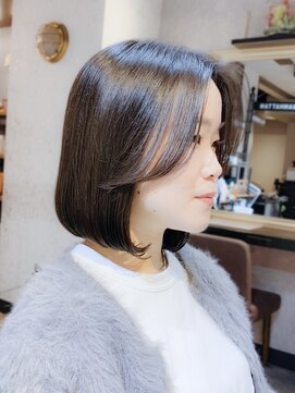 ボブショートボブ縮毛矯正ベージュグレージュ門前仲町