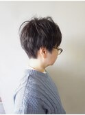 30代40代50代おすすめ　丸みベリーショート×カジュアル