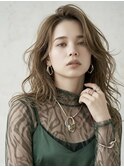 大人可愛い20代30代40代ロングレイヤーグレージュ