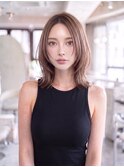 レイヤーミディアム*顔周りレイヤーカット*流しバング