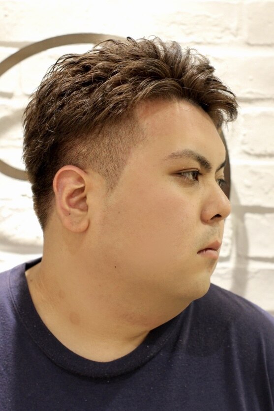 爽やかツーブロ七三アイパーバックパーマ/刈り上げ/30代40代