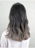 グレーグラデーション_ココアブラウンフリンジウェーブ_ba296162