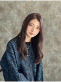 グレージュ×顔周りラフ巻き