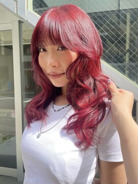 ノラギンザユー(NORA GINZA/U) 暖色カラーダブルカラーチェリーピンクチェリーレッド赤髪