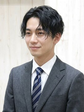 ヨシザワインク ハコザキ 水天宮前 日本橋人形町(YOSHIZAWA Inc.HAKOZAKI) 爽やかメンズビジネスパーマ/スーツ×アップバング×束感