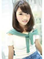 フォルテ 城北店&nbsp;顔周りこだわり小顔の斜めバング、大人かわいい暗髮ふわミディ