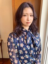 ビーハイブ 一番町店 アヴェダ(BEHIVE) 大人かわいいセンターパートとラベンダーグレージュ