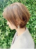 大人可愛い20代30代40代前下がりショートボブ丸みショート◎