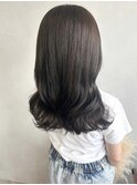 透け感カラーダークアッシュ*コテ巻きブリーチなし暗めカラー