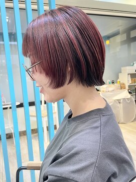 ヘアーメイクオズ(hair make O/S) 《kaito》ハイライト レッドカラー ワインレッド