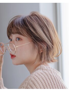 ガーデンヨコハマ(GARDEN YOKOHAMA) ボブ　ホワイトグレージュ　デジタルパーマ　チェリーブラウン