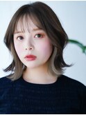 インナーカラー外ハネボブパーマくびれボブくびれミディアムボブ