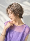 ショートボブ/大人女性/グレージュ/白髪ぼかし/脱白髪染め