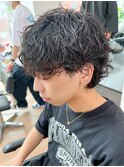 ツイストスパイラルパーマ波巻きスパイラルパーマツーブロック