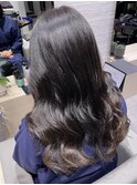 韓国重ためロング艶々巻き髪アレンジ前髪顔まわりカット
