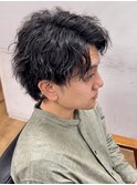 ツイストスパイラルパーマ/センターパート/佐賀メンズサロン