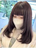 30代40代顔周りレイヤーピンクラベンダー酸性ストレート髪質改善