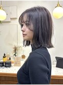 ダークアッシュ/透明感グレージュ/ロブ/長めボブ/顔まわりカット