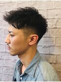 くせ毛風パーマ黒髪大人メンズベリーショート