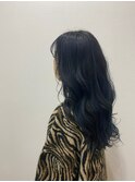 20代30代寒色系カラーシースルーバングなみなみウェーブ