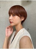 透明感暖色×束感ショート×シースルーバング×フレンチガーリー