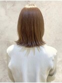 外ハネミディ　くびれミディ　ブラウンカラー　髪質改善