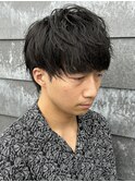 メンズマッシュセンターパートスパイラルパーマニュアンスパーマ