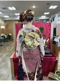 成人式　ヘアセット　振袖着付け