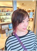切りっぱなしボブ外はねボブイヤリングカラーインナーカラー
