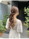 ブライダル　花嫁　花嫁前撮り　ポニーテール　ローポニー